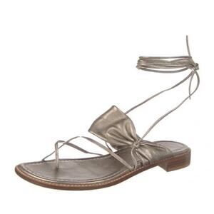 Stuart Weitzman Metallic Leather Lace-Up Sandals Womens Size 6